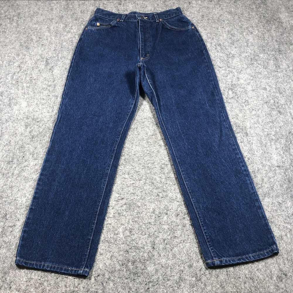 Vintage Lee USA Made Jeans Womens 13P High Rise Straight Dark Wash Denim